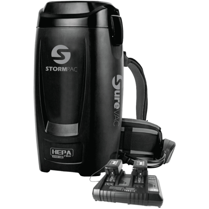 Surevac Stormpac Battery Backpack Vacuum — 38min Runtime, HEPA — Oz ...