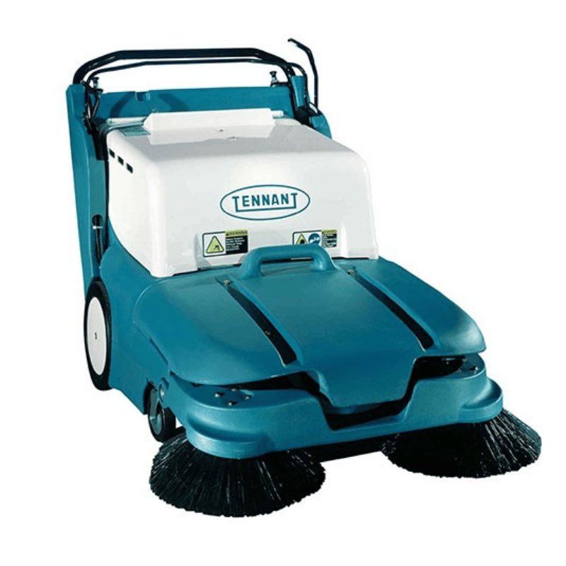 Tennant 3640 Walk Behind Floor Sweeper blue in colour on a blank white background