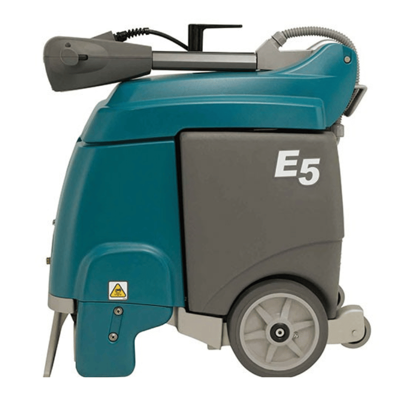 Tennant E5 Compact Walk Behind Carpet Extractor folded up side image on a white background