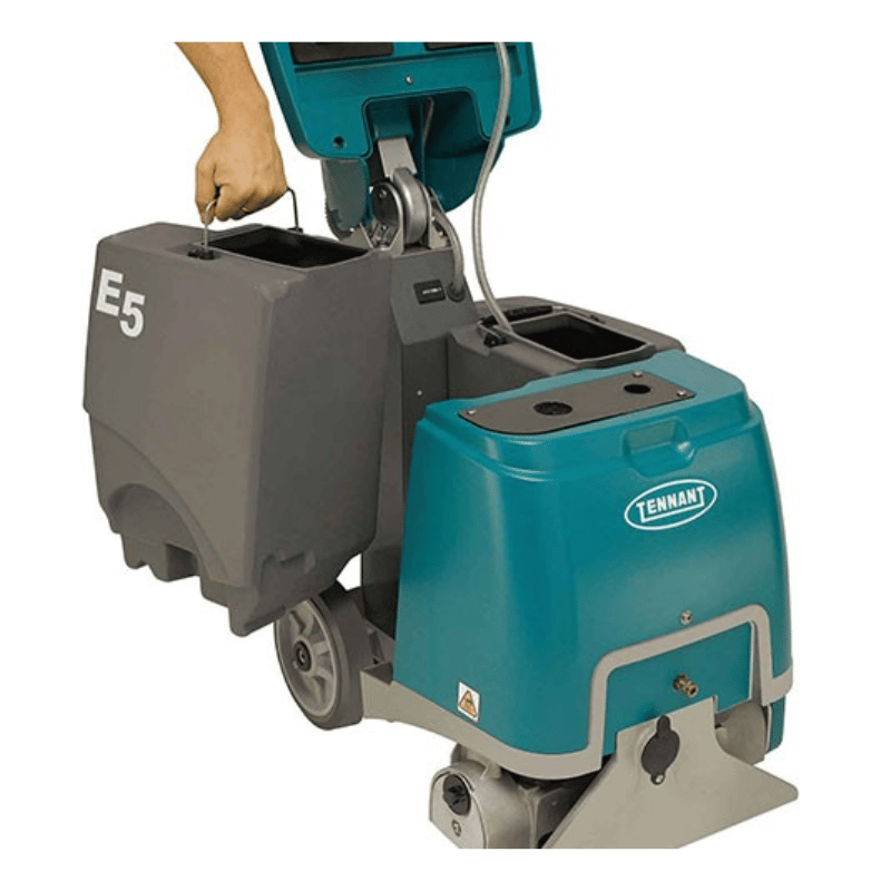Tennant E5 Compact Walk Behind Carpet Extractor removable 19 litre tanks on a white background