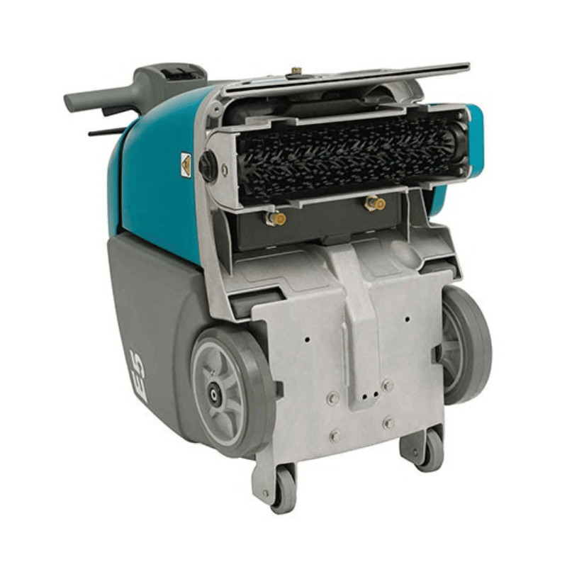 Tennant E5 Compact Walk Behind Carpet Extractor underneath image showing brush on white background