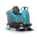 Tennant S680 Compact Ride On Floor Sweeper front angle view on a white background