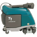 Tennant T1B Battery Compact Walk Behind Floor Scrubber folded up compact on a white background