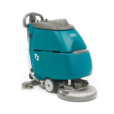 Tennant T2 Battery Walk behind Floor Scrubber angle view on white background