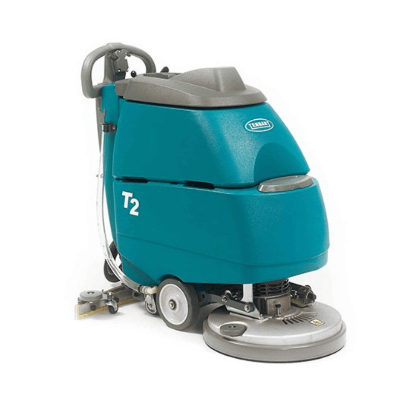 Tennant T2 Battery Walk behind Floor Scrubber angle view on white background