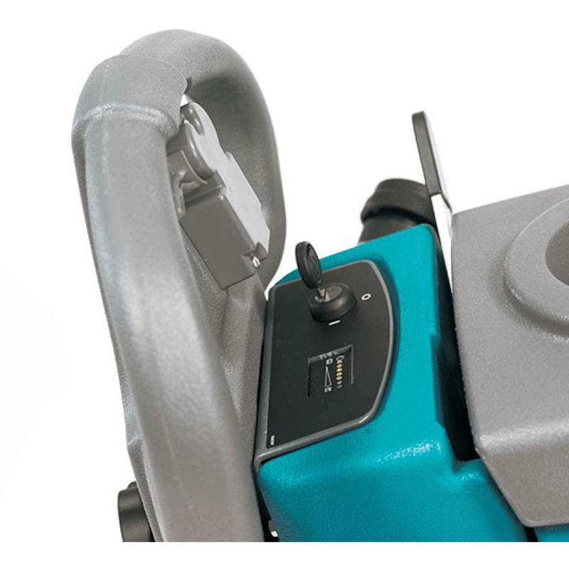 Tennant T2 Battery Walk behind Floor Scrubber close up view of handle 