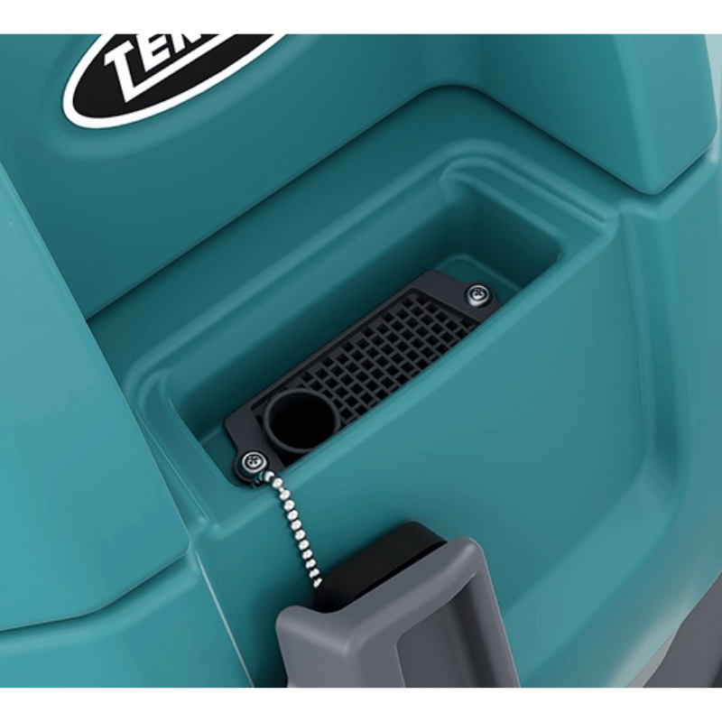 Teal tool case with black interior and visible Tennant brand logo