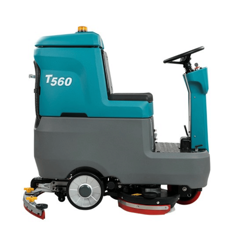 Tennant T560 Micro Ride On Floor Scrubber side profile on blank white background 