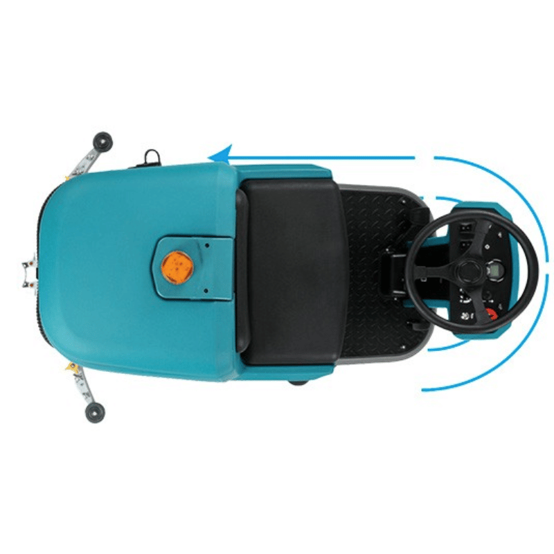 Tennant T560 Micro Ride On Floor Scrubber top view on a white background 