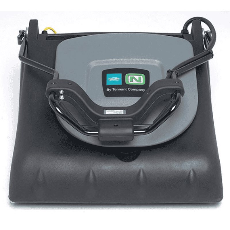 Tennant VWA76 Wide Area Vacuum in grey colour folded for storage on a blank white background