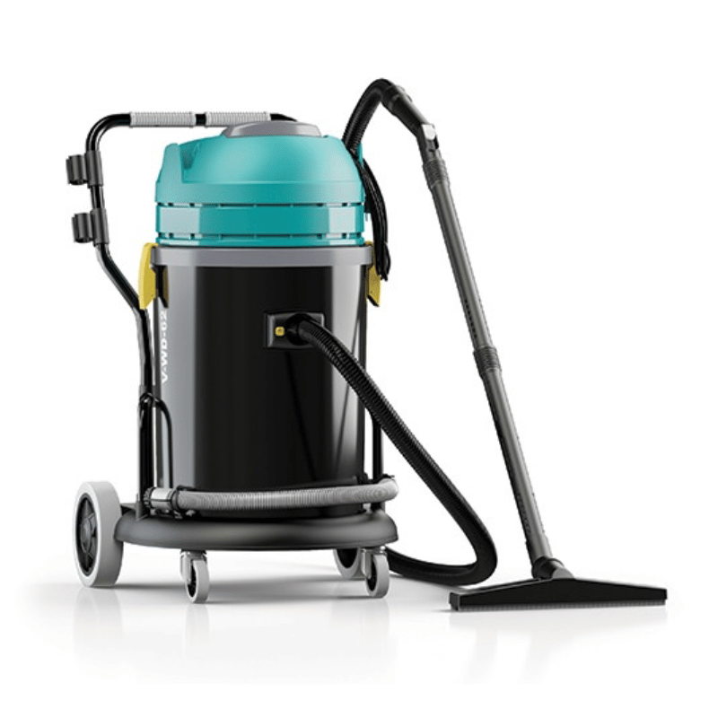 Tennant VWD62 Wet and Dry Vacuum front angle view with attachments on blank white background