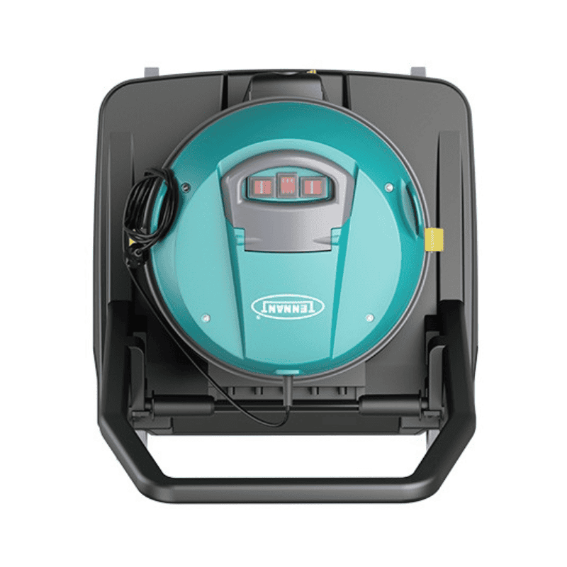 Tennant VWD72 Wet and Dry Vacuum top view showing power cord and three on / off buttons on white background