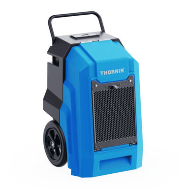 Thorair 70L Commerical Dehumidifier front view with handle and wheels