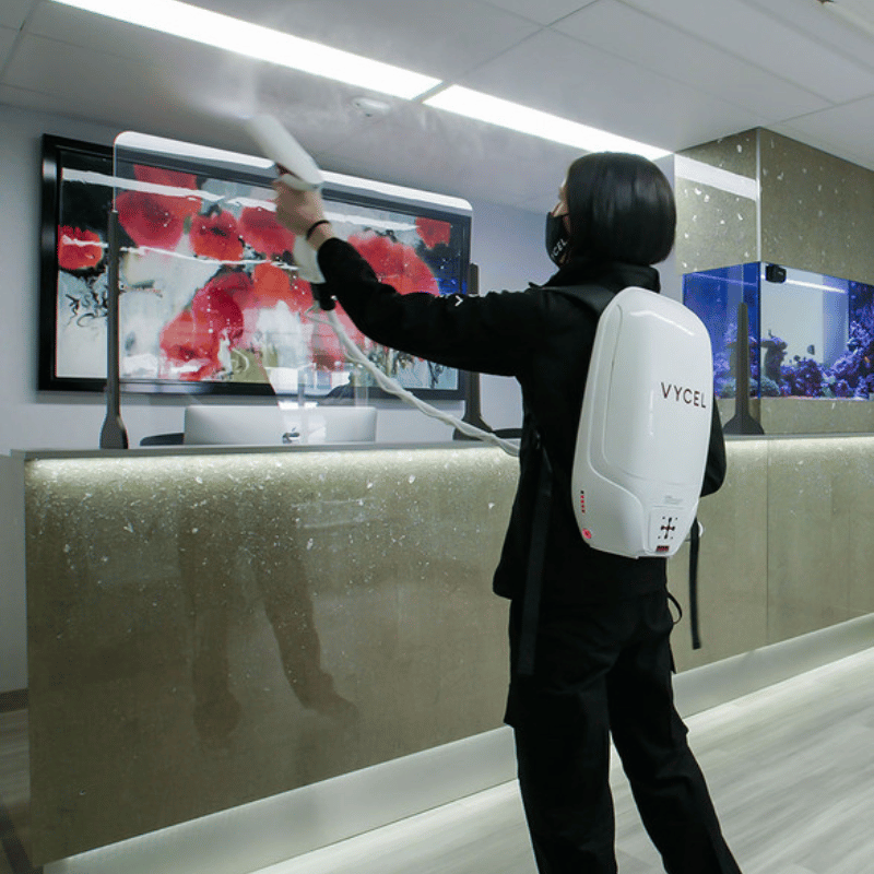 Vycel 4 Backpack Electrostatic Sprayer commercial application 