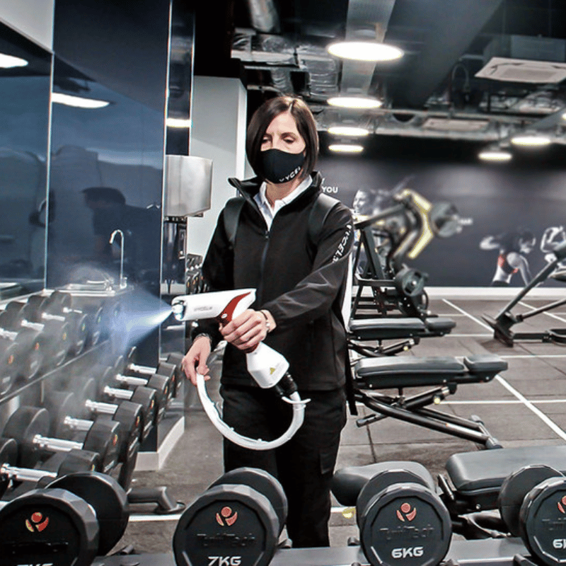 Vycel 4 Backpack Electrostatic Sprayer gym application 