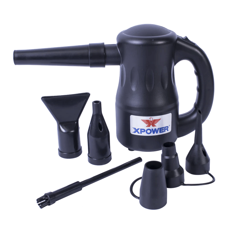 XPOWER Airrow Multipurpose Handheld Blower with accessories on a white background