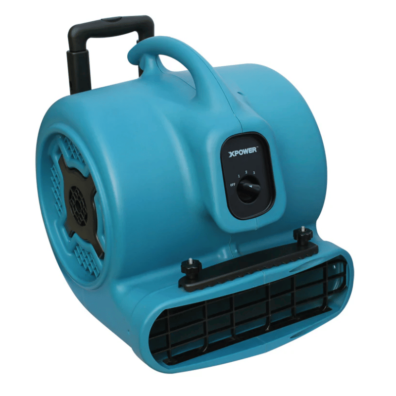 XPOWER X-800HC Heavy Duty Air Mover with wheels front angle view on white background