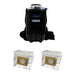 Black Cleanstar Aerolite VBP1400 backpack vacuum with two AF500S vacuum bag 5-packs