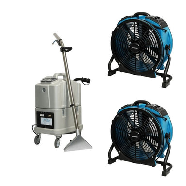Carpet Clean + Dry Pack: Cleanstar Cutlass 30L carpet extractor beside two blue XPOWER X-47ATR air movers