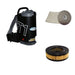 Black Ghibli T1 backpack vacuum with grey lid, 6 pack of T1 vacuum bags and a T1 HEPA filter