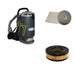 Charcoal Ghibli T1 backpack vacuum with clear lid, 6 pack of T1 vacuum bags and a T1 HEPA filter