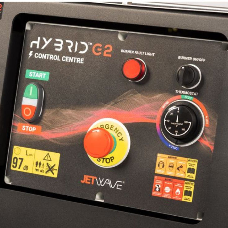 Jetwave Hybrid G2 200-21 hot water electric pressure washer button view