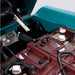 Tennant R14 Ride-On Carpet Extractor machine battery close up image. 