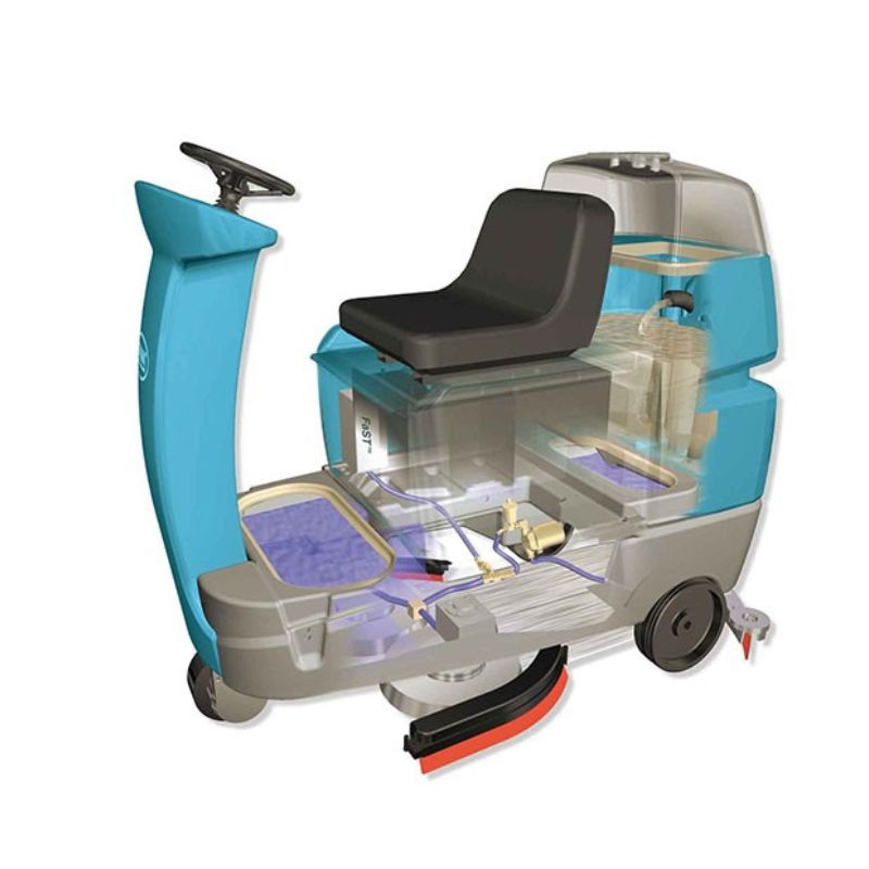 Tennant T7 ride-on commercial floor scrubber operator controls